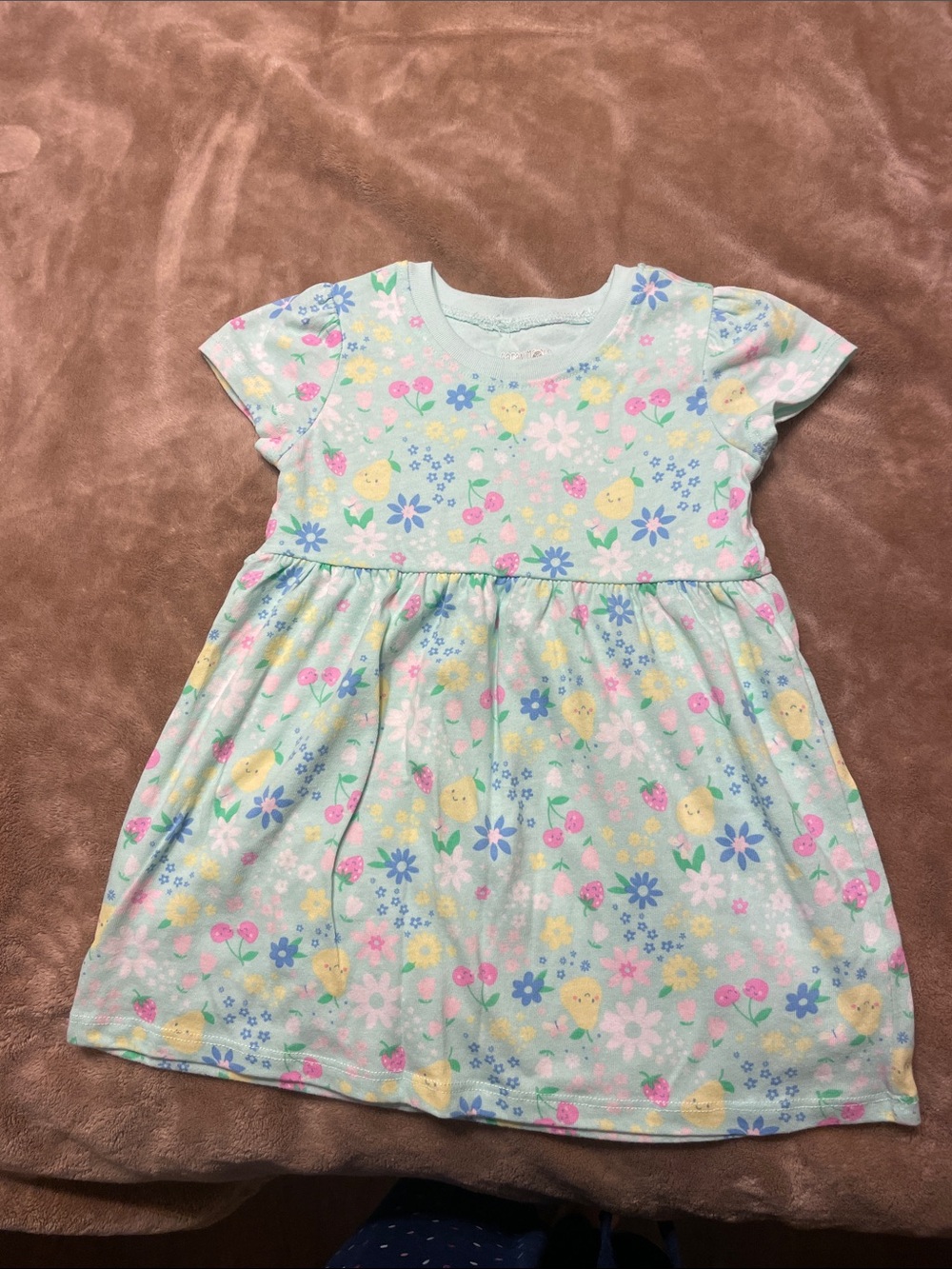 Girls' Mint Floral & Chick Short Sleeve Dress